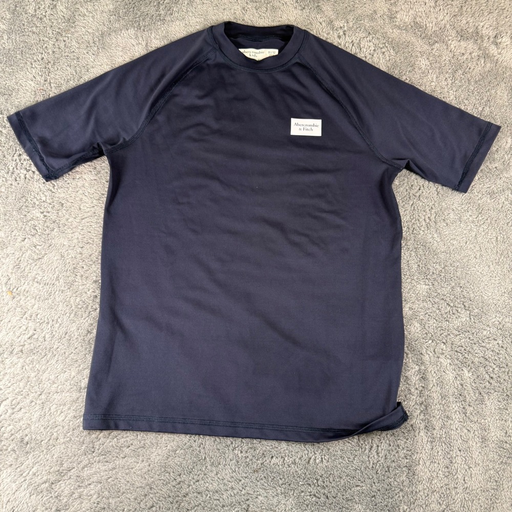 Abercrombie Kids Navy Blue Short Sleeve Swim Shirt Rash Guard UPF 40+ Size 11/12